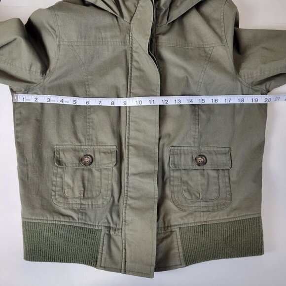 𝅺LOVE Tree Utility Style Hooded Jacket Army Green L - Picture 9 of 12